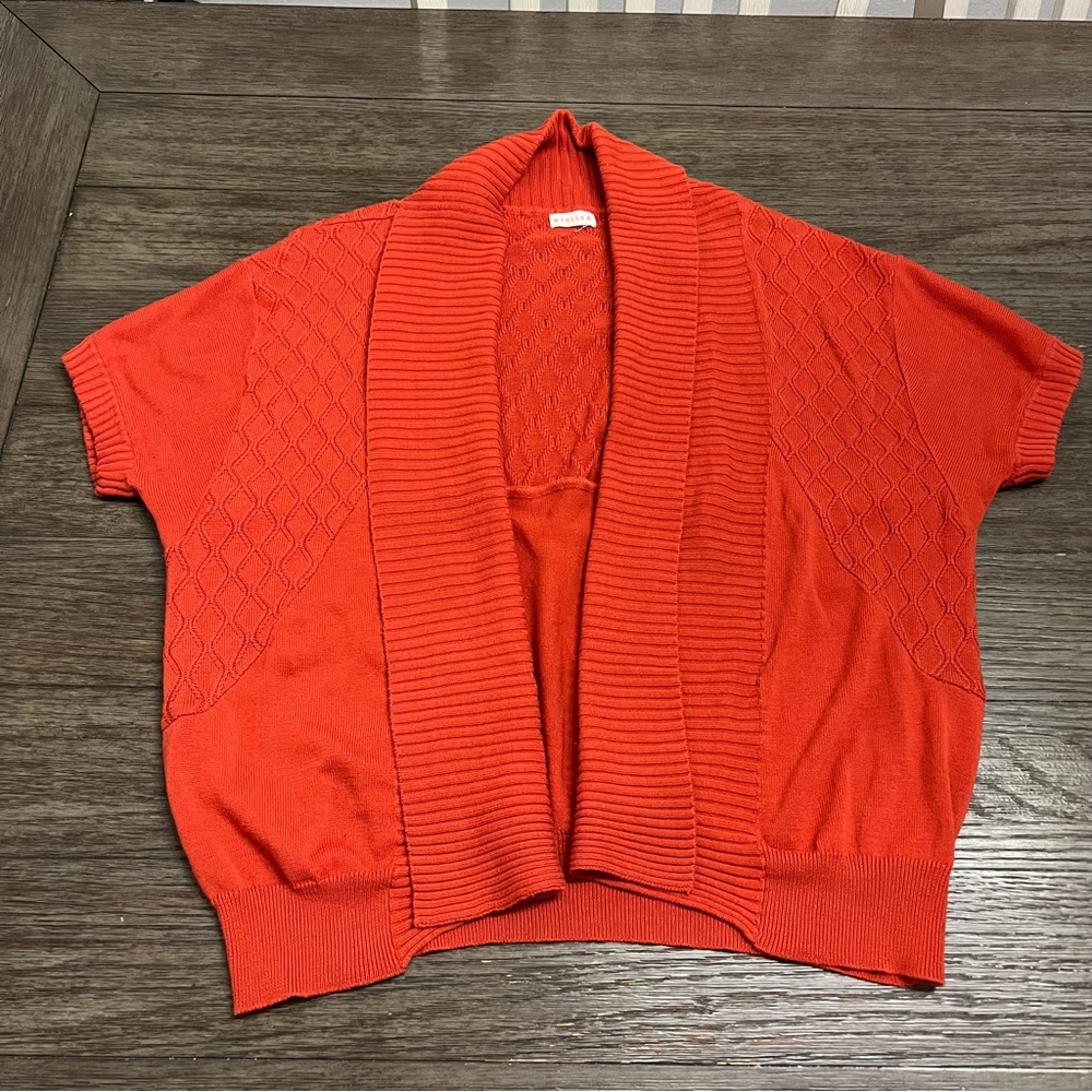 Tulle women’s orange knit shorts sleeve cardigan